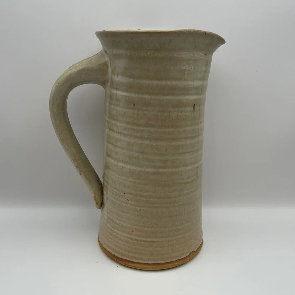 Paradox Pottery Handmade Ceramic Pitcher and Mugs Set Rustic Beige Glaze Pottery